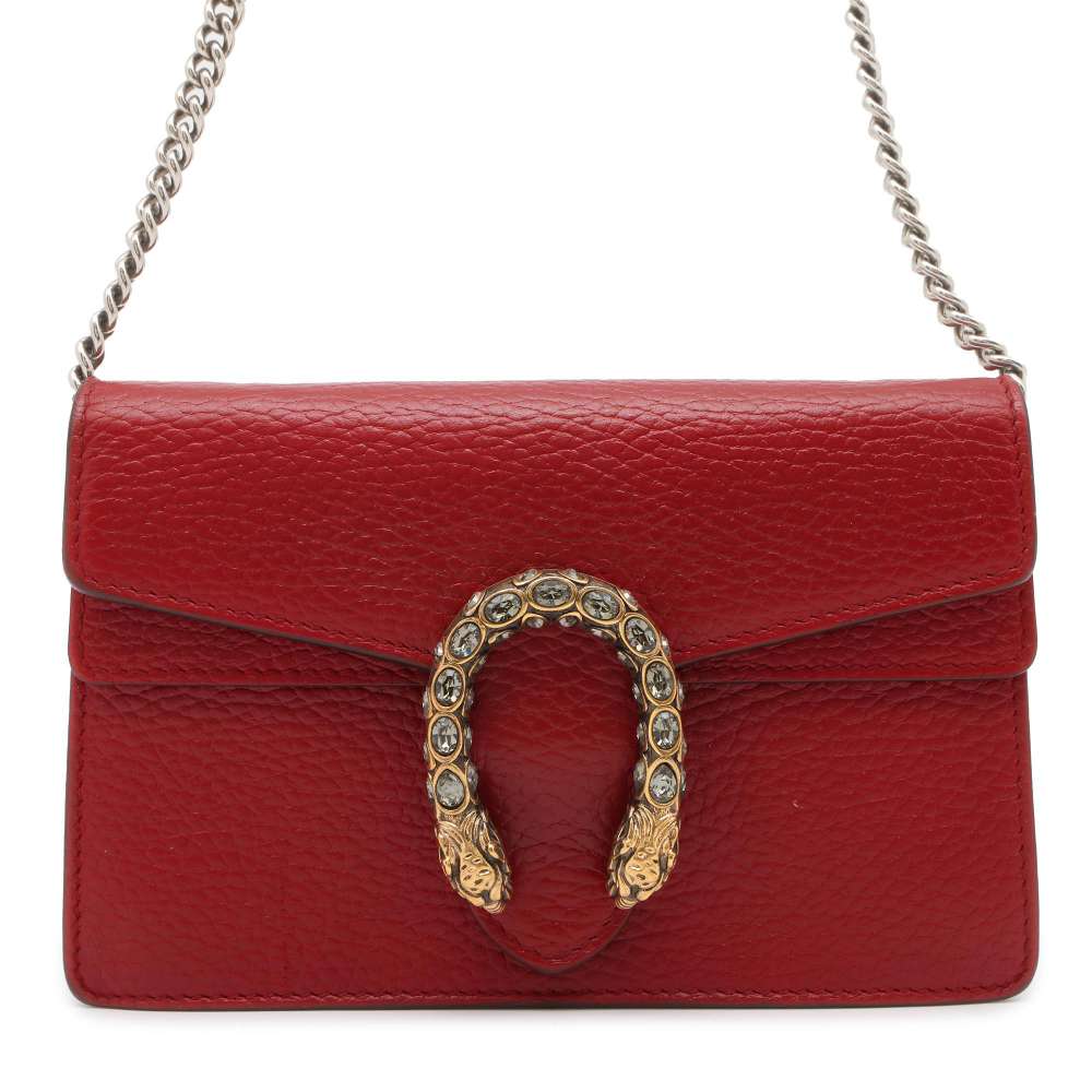 GUCCI Dionysus Chain Shoulder Bag Red 476432 Leather