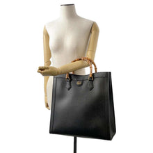 Load image into Gallery viewer, GUCCI Diana Bamboo Tote Bag Black 703218 Leather Bamboo
