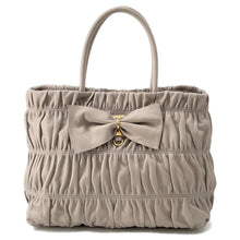 Load image into Gallery viewer, PRADA 2way Tote Pleated Gray BN1932 Leather
