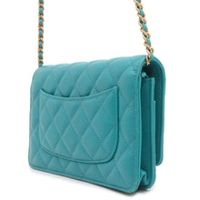 Load image into Gallery viewer, CHANEL Matelasse Chain wallet Light Blue A33814 Lambskin
