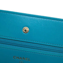 Load image into Gallery viewer, CHANEL Matelasse Chain wallet Light Blue A33814 Lambskin
