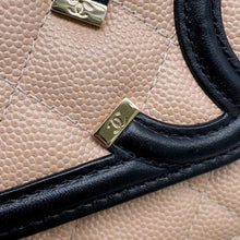 Load image into Gallery viewer, CHANEL CCFiligree Chain Wallet Beige/Black A84451 Caviar Leather
