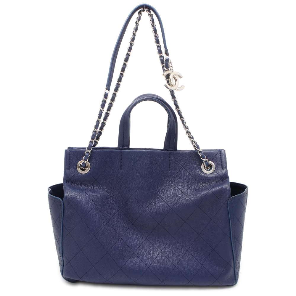 CHANEL Matelasse 2wayTote Bag Navy Caviar Leather