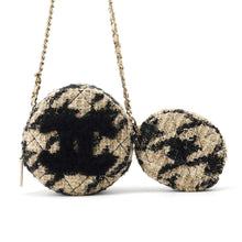 将图像加载到图库查看器中，CHANEL CC Logo Round ChainShoulder Beige/Black AP0986 Tweed Boa
