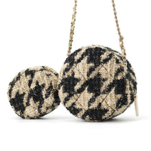 Load image into Gallery viewer, CHANEL CC Logo Round ChainShoulder Beige/Black AP0986 Tweed Boa
