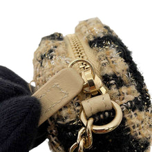 将图像加载到图库查看器中，CHANEL CC Logo Round ChainShoulder Beige/Black AP0986 Tweed Boa
