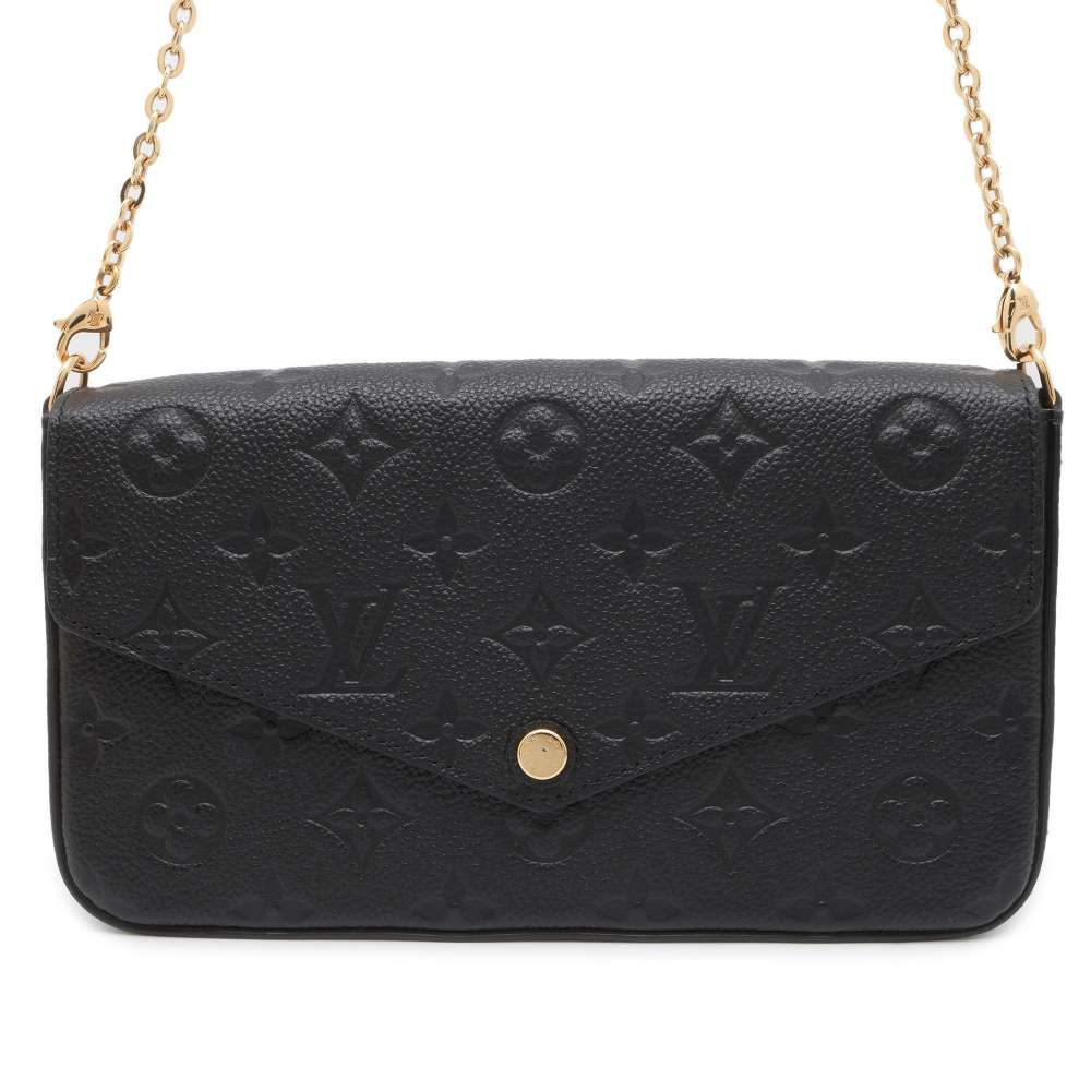 LOUIS VUITTON Felicie Pochette  Noir M64064 Monogram Empreinte Leather