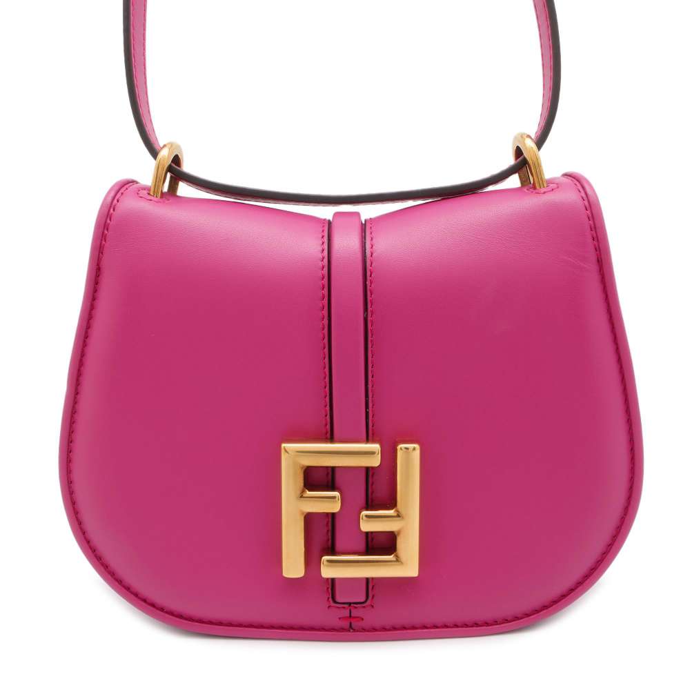 FENDI C'mon Shoulder Bag Pink 8BS082 Leather Size Small