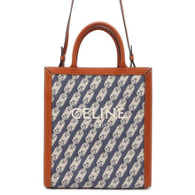 Load image into Gallery viewer, CELINE Triomphe Vertical Cabas 2WAY Tote Bag Blue/Brown 192082 Canvas Leather Size Small
