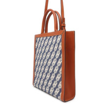 Load image into Gallery viewer, CELINE Triomphe Vertical Cabas 2WAY Tote Bag Blue/Brown 192082 Canvas Leather Size Small
