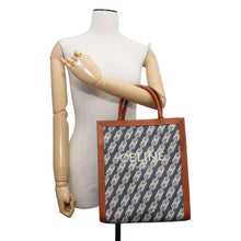 Load image into Gallery viewer, CELINE Triomphe Vertical Cabas 2WAY Tote Bag Blue/Brown 192082 Canvas Leather Size Small
