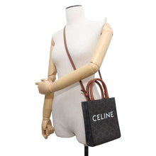 将图像加载到图库查看器中，CELINE Vertical Cabas 2WAY Shoulder Bag Tan 194372 PVC Coated Canvas Leather Size Mini
