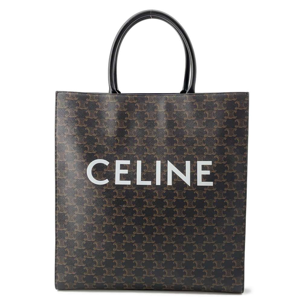 CELINE Vertical Cover Tote Bag Black/Brown 190972 PVC Leather Size Large