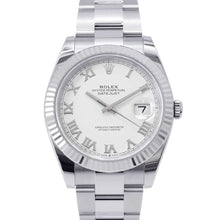 将图像加载到图库查看器中，ROLEX Datejust W41mm Stainless Steel K18WG White Roman Dial 126334
