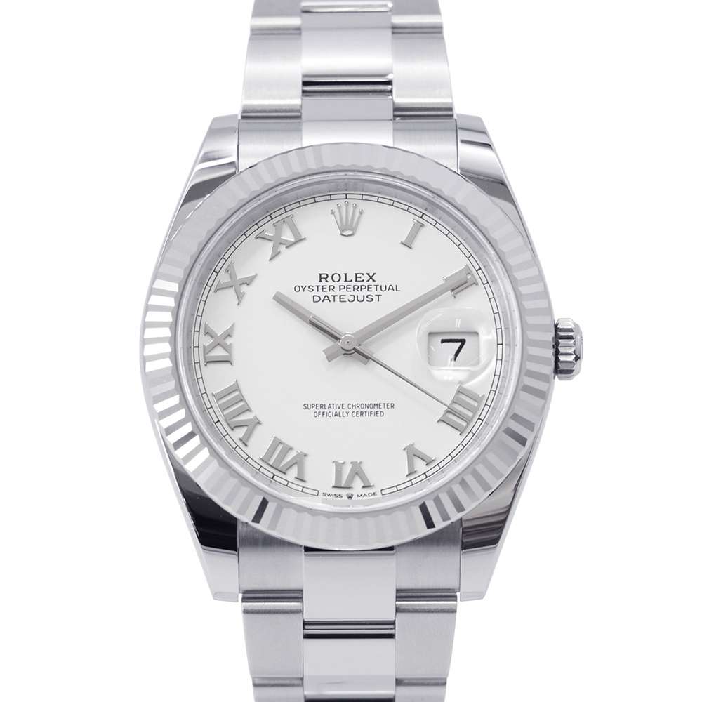 ROLEX Datejust W41mm Stainless Steel K18WG White Roman Dial 126334