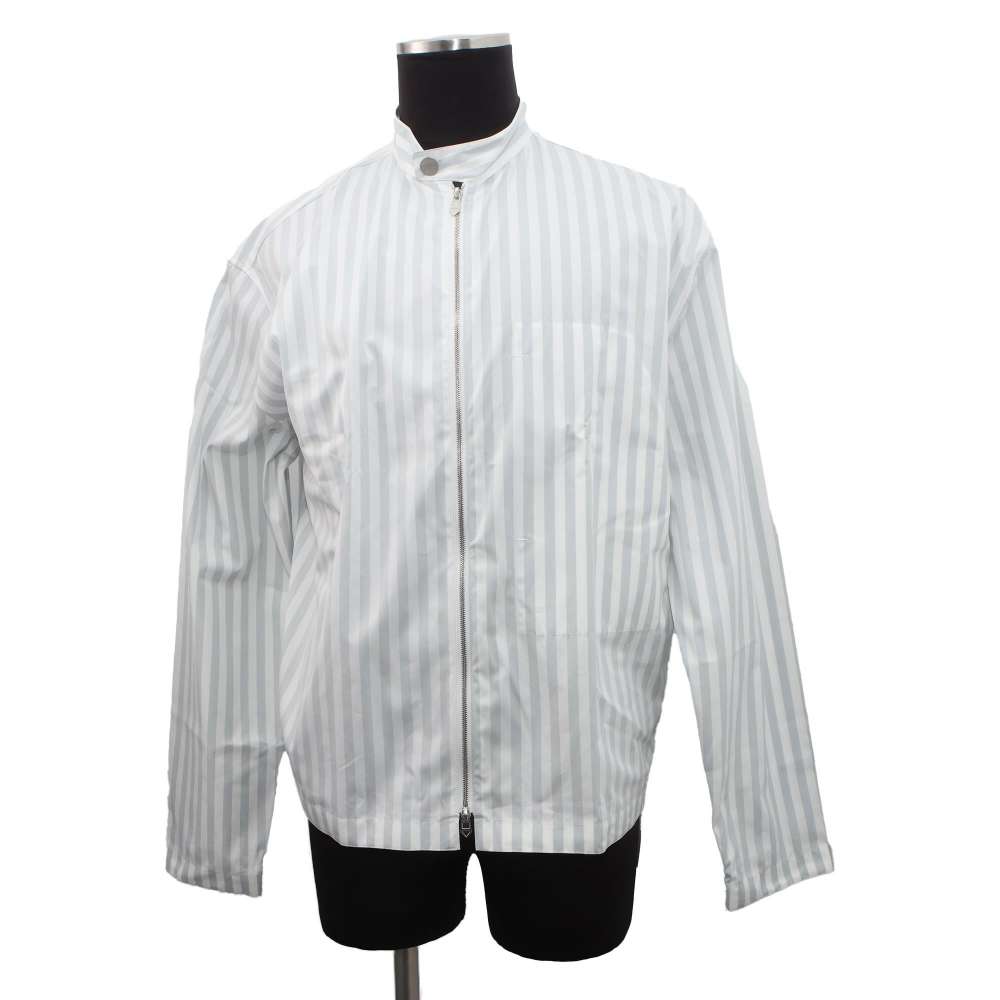 HERMES Blouson shirt Size 39 White/Blue Cotton