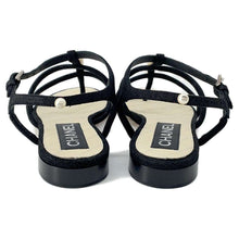 Load image into Gallery viewer, CHANEL Pearl Sandals Black/Beige suede Size 36C
