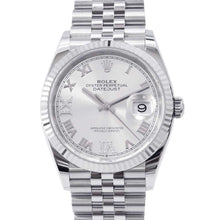 将图像加载到图库查看器中，ROLEX Datejust W36mm Stainless Steel K18WG Silver Roman Dial 126234
