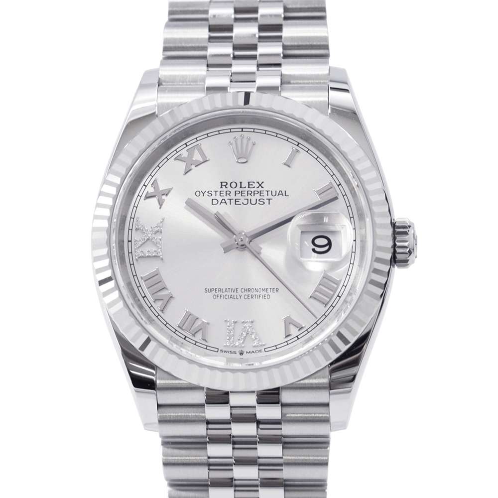 ROLEX Datejust W36mm Stainless Steel K18WG Silver Roman Dial 126234