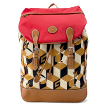 Load image into Gallery viewer, GUCCI Square G Rabbit Medium Backpack Red/Beige/Brown 696013 Leather Nylon
