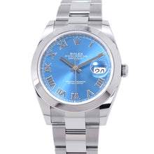 将图像加载到图库查看器中，ROLEX Datejust W41mm Stainless Steel Azzurro Blue Dial 126300
