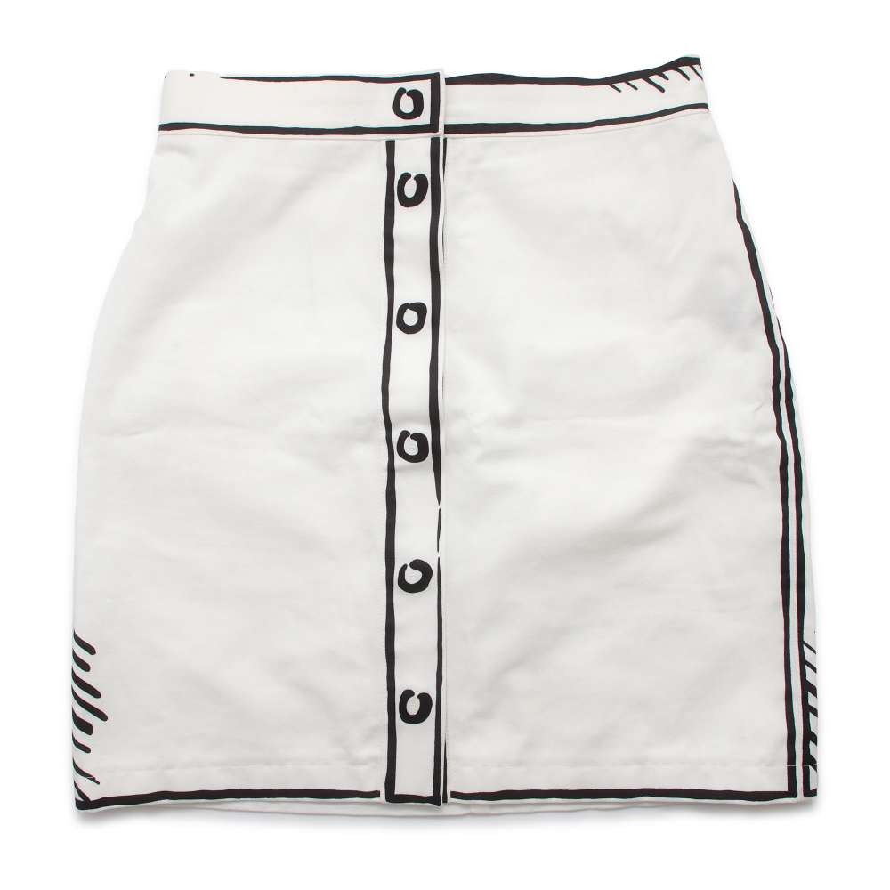 FENDI Joshua Vidas Collaboration Skirt Size 40 White/Black FQ7165 Cotton100%