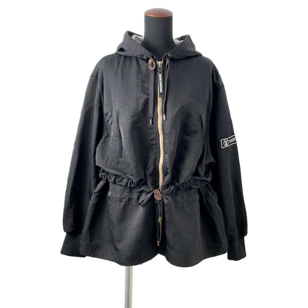 LOUIS VUITTON Lightweight Crinkle Parka Size 42 Noir 1AFGKP Nylon100%