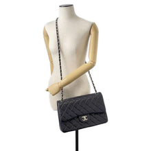 Load image into Gallery viewer, CHANEL Matelasse W Flap ChainShoulder Bag Navy A58600 Caviar Leather Size 30
