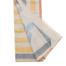 Load image into Gallery viewer, HERMES RUBANS D&#39;HERMES Rectangle Shawl Beige Scene/Blue/Orange Cashmere100%
