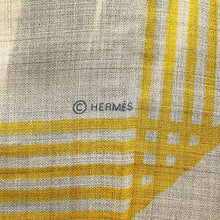 Load image into Gallery viewer, HERMES RUBANS D&#39;HERMES Rectangle Shawl Beige Scene/Blue/Orange Cashmere100%
