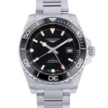 将图像加载到图库查看器中，LONGINES HydroConquest GMT W43mm Stainless Steel Black Dial L3.890.4.56.6
