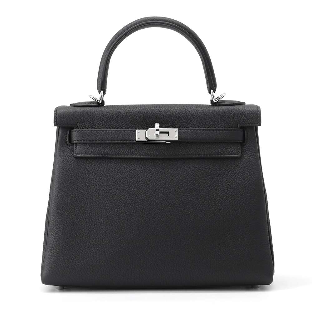 HERMES Kelly Retourne Black Togo Leather Size 25