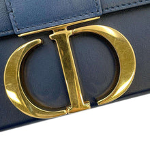 将图像加载到图库查看器中，Dior Montaigne Shoulder Bag Blue Leather
