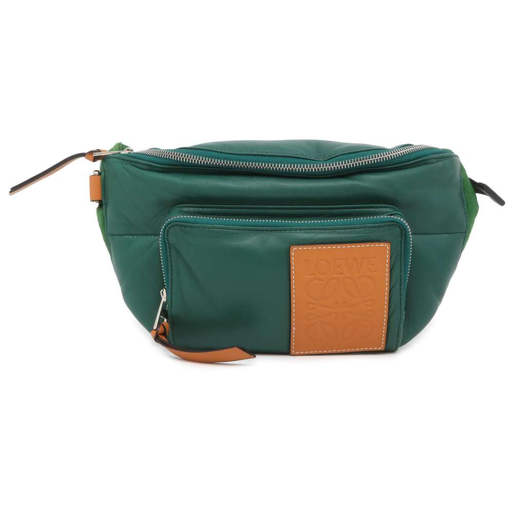 LOEWE Puffy Crossbody Bag Green 335.73.W75 Leather Nylon