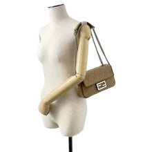 将图像加载到图库查看器中，FENDI Midi Baguette FF Fabric ChainShoulder Bag Beige 8BR793 Fabric suede
