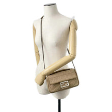 将图像加载到图库查看器中，FENDI Midi Baguette FF Fabric ChainShoulder Bag Beige 8BR793 Fabric suede
