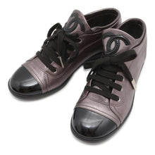 将图像加载到图库查看器中，CHANEL Lace up shoes Black/Gray Patent Leather Leather Size 37
