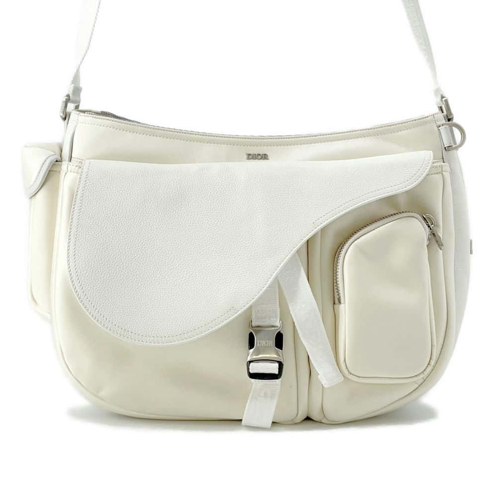 Dior Sacai collaboration saddle soft bag White 1ADHO029USG Nylon Leather