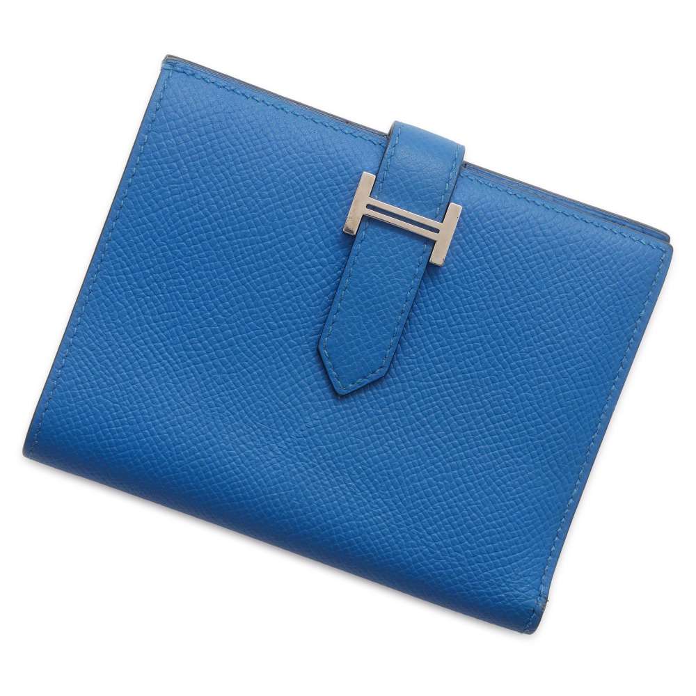 HERMES BEAN Compact Blue jellyfish Epsom