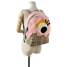 将图像加载到图库查看器中，BURBERRY Monster Motif Check Backpack Brown/Pink Boa Nylon
