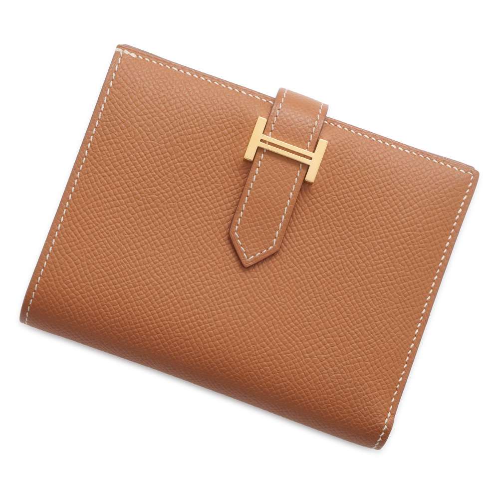 HERMES BEAN Compact Gold Epsom