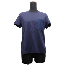 Load image into Gallery viewer, HERMES Embroidered H logo pocket T-shirt Size 38 Navy Cotton100%
