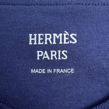 Load image into Gallery viewer, HERMES Embroidered H logo pocket T-shirt Size 38 Navy Cotton100%
