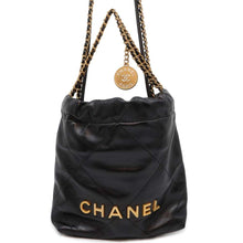 Load image into Gallery viewer, CHANEL CHANEL 22 Handbag Black AS3980 Shiny Calf Leather Size Mini
