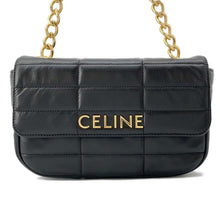 Load image into Gallery viewer, CELINE Chain Shoulder Bag Matelasse Mono Chrome Black 111273EYD Leather
