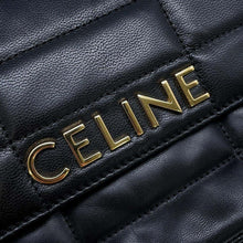 将图像加载到图库查看器中，CELINE Chain Shoulder Bag Matelasse Mono Chrome Black 111273EYD Leather
