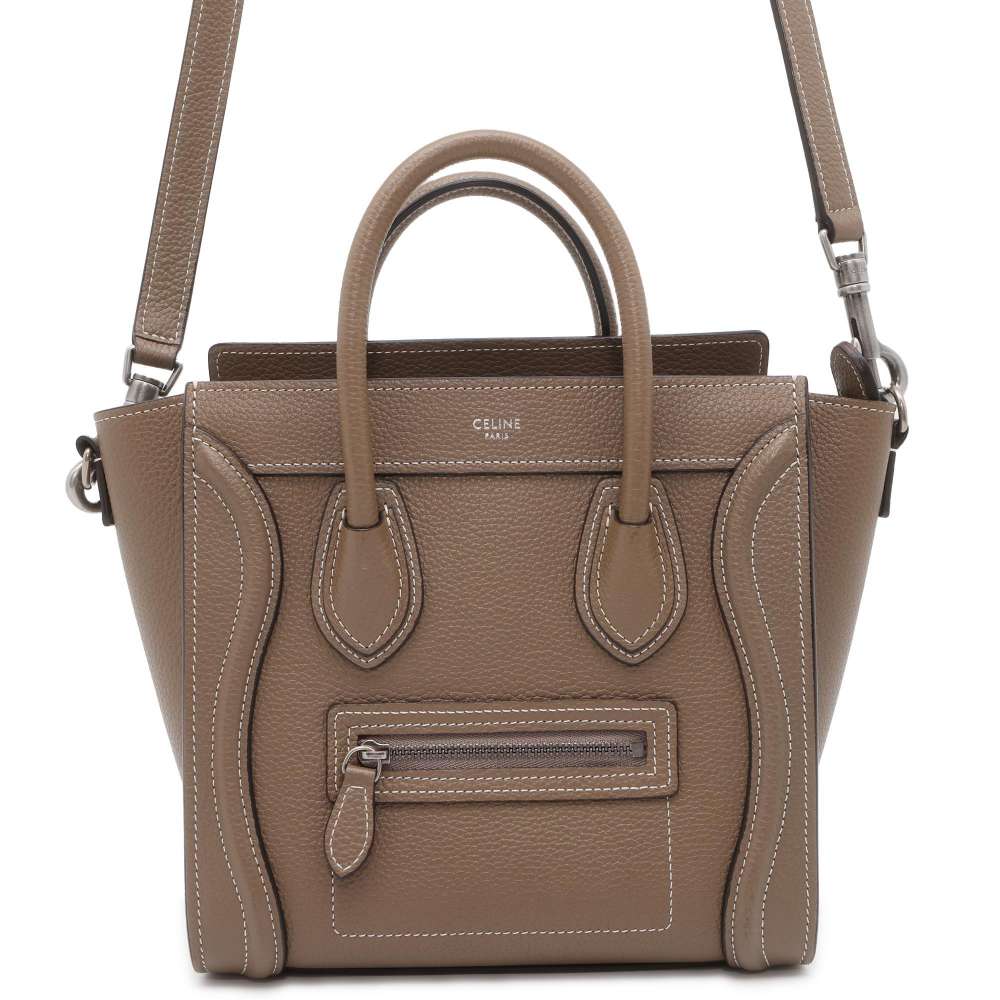 CELINE Luggage Shopper 2WAY Shoulder Bag Suri 189243 Calf Leather Size Nano