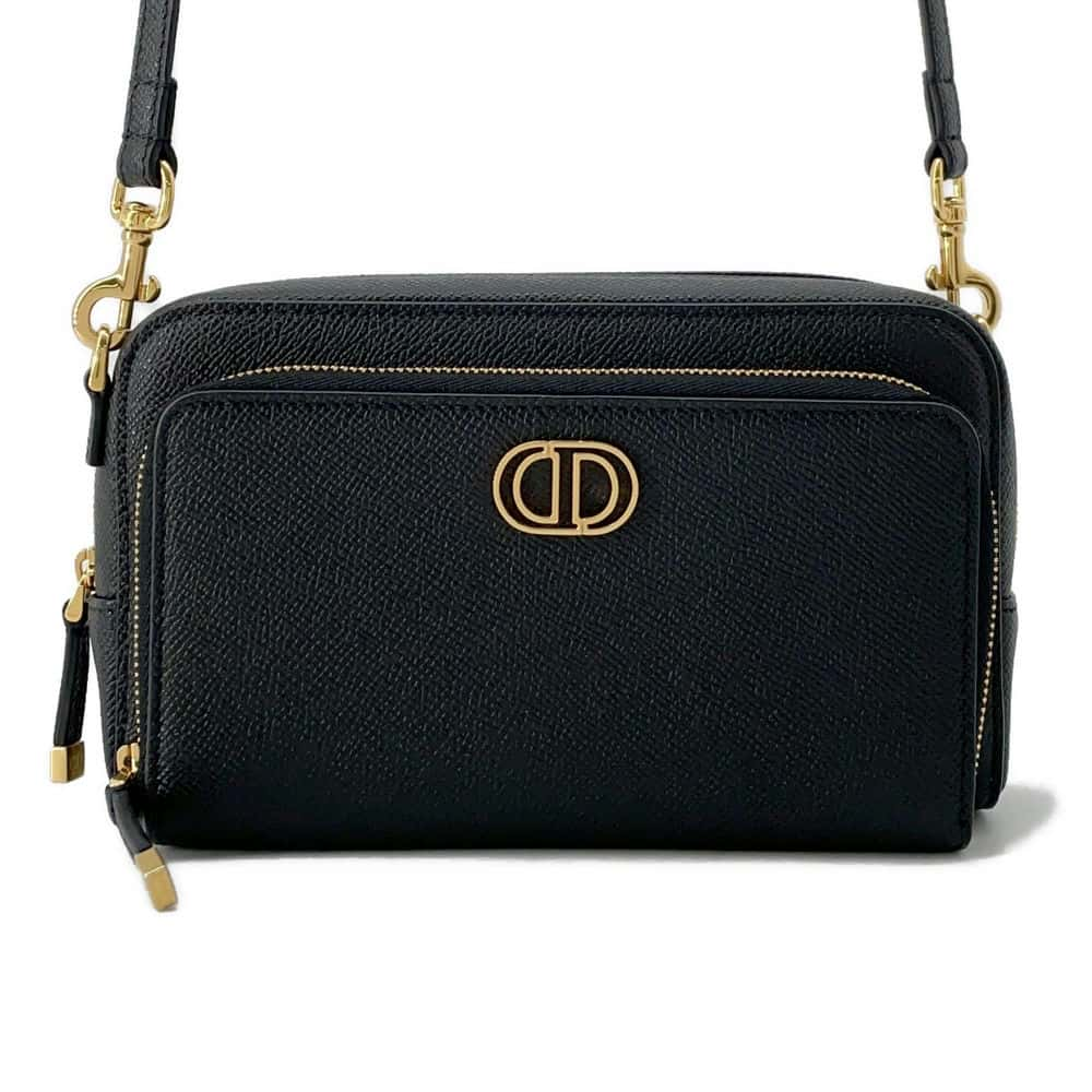 Dior Karo Double Pouch Shoulder Bag Black S7431UBAE Leather