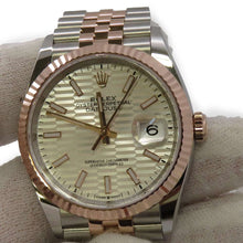 将图像加载到图库查看器中，ROLEX Datejust W36mm Stainless Steel K18PG Silver fluted motif Dial 126231
