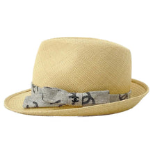 Load image into Gallery viewer, CHANEL CC Logo Ribbon Straw Hat Size M Beige/Gray Straw Cotton
